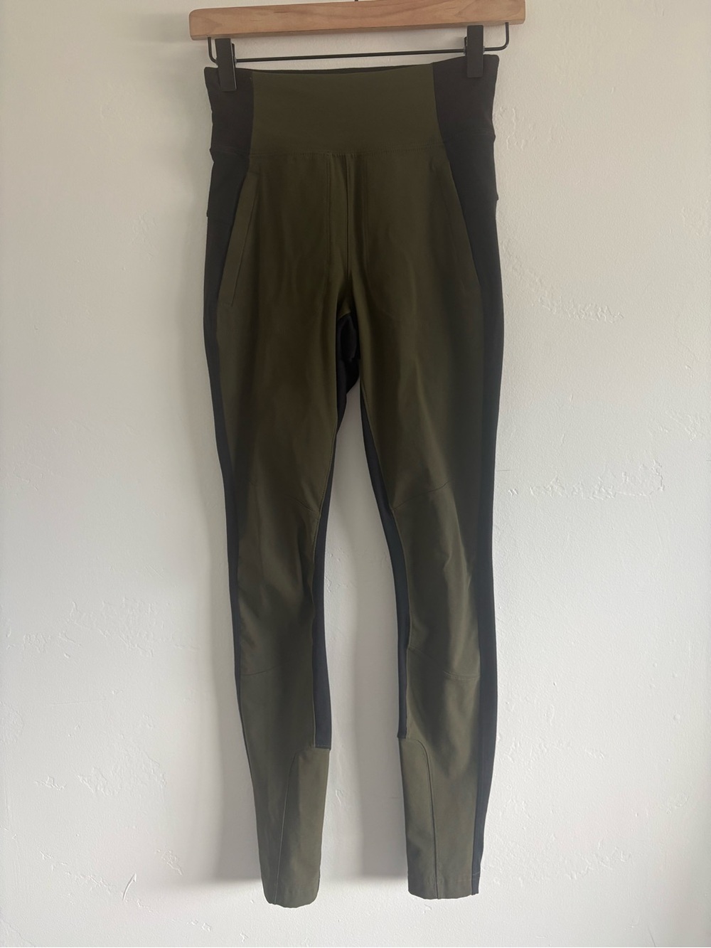 Athleta Olive Green & Black High-Waist Leggings